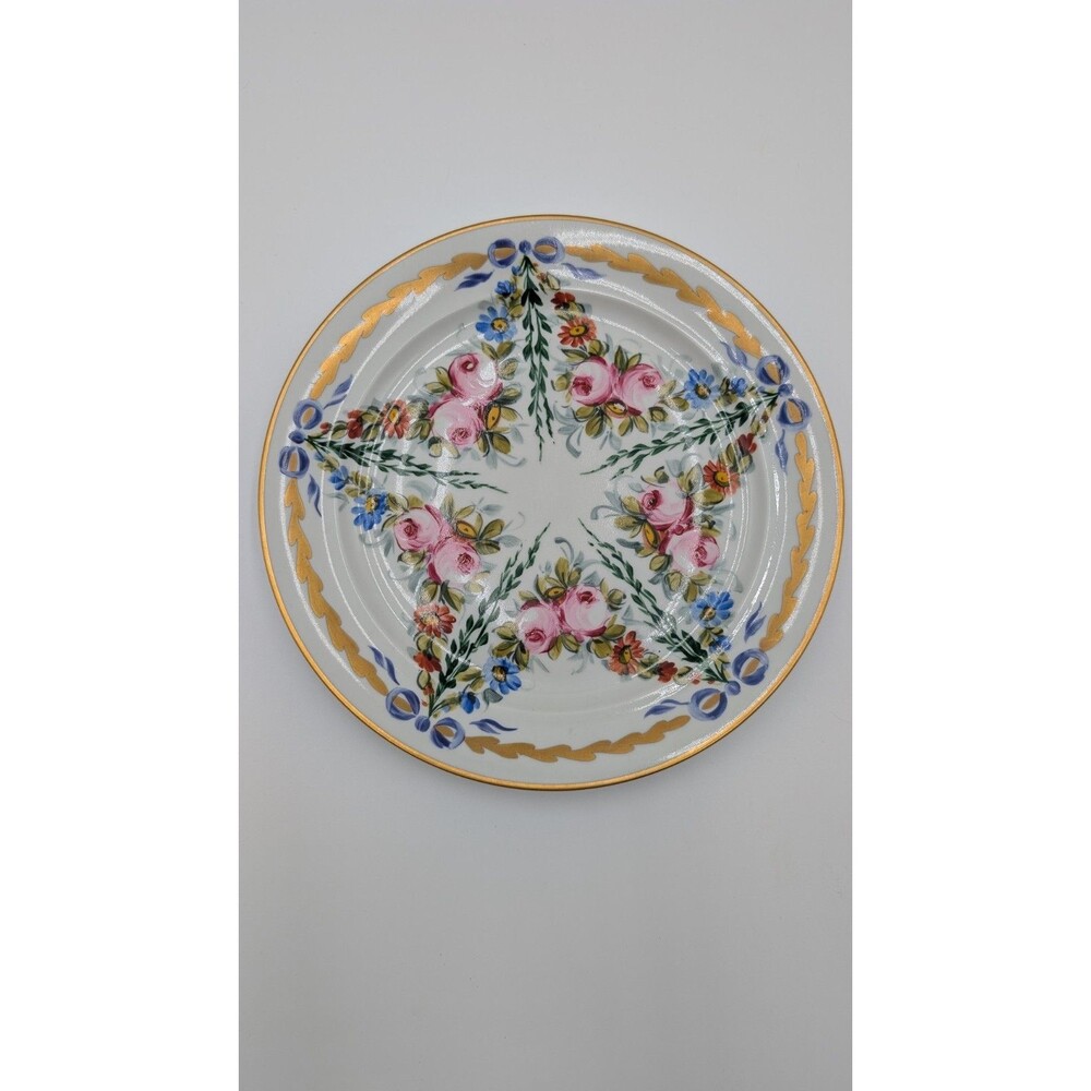 Vintage Décoré Main Paris French Porcelain Plate Hand Painted Roses Gold Gilt 9"